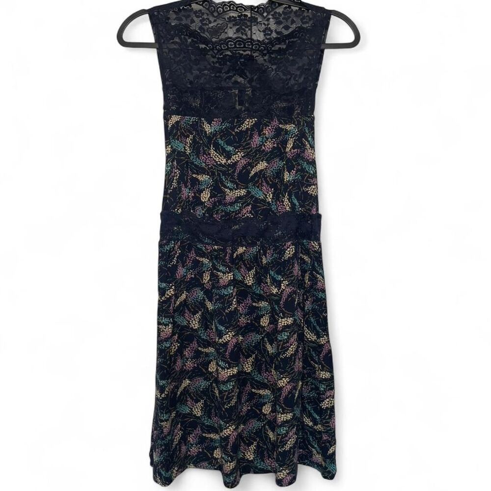 Free People Lupine Navy Floral Lace Mini Dress Boho Dream
